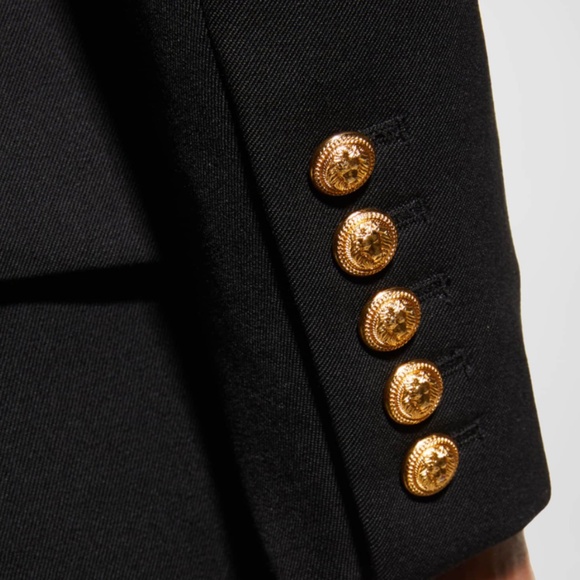 BALMAIN DOUBLE BREASTED BLAZER JACKET GOLD BUTTONS WOMENS BLACK SIZE 34 NEW BNWT - Picture 6 of 6
